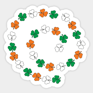 Green White Orange St Patricks Day Shamrock Spiral Sticker